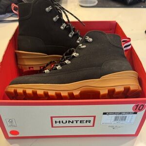 Hunter Black and Tan Canvas Boots